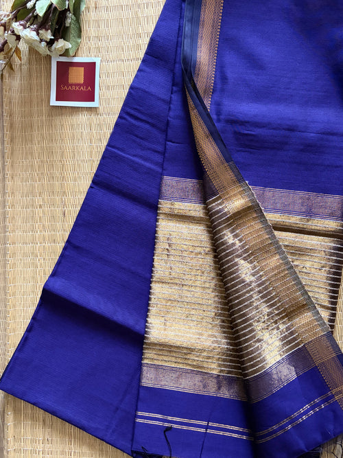 Blue kosa Maheshwari silk by cotton handloom saree