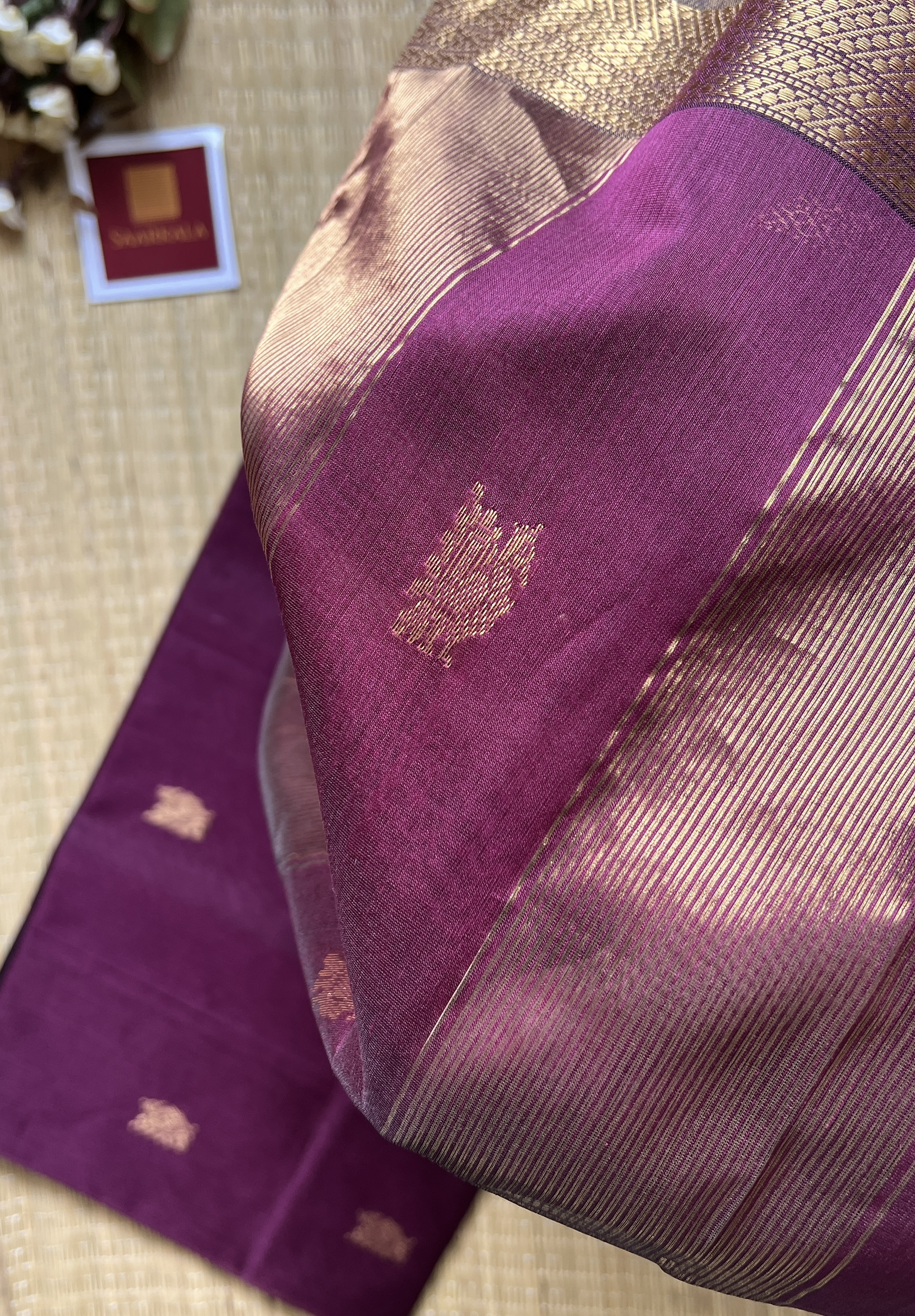 Morni Wine Maheshwari Handloom Silk Cotton Saree