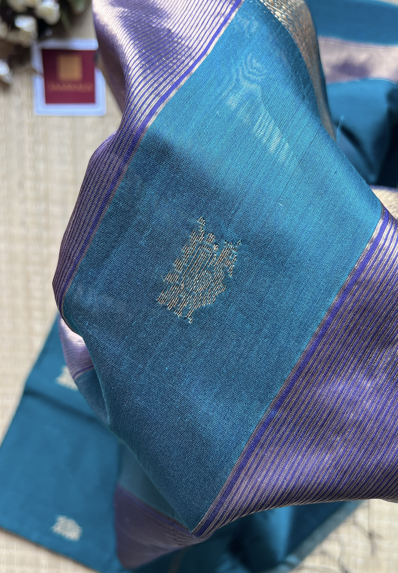 Morni Rama Green Maheshwari Handloom Silk Cotton Saree