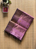 Mauve Dasty Purple Maheshwari silk and cotton Lotus Butta Saree