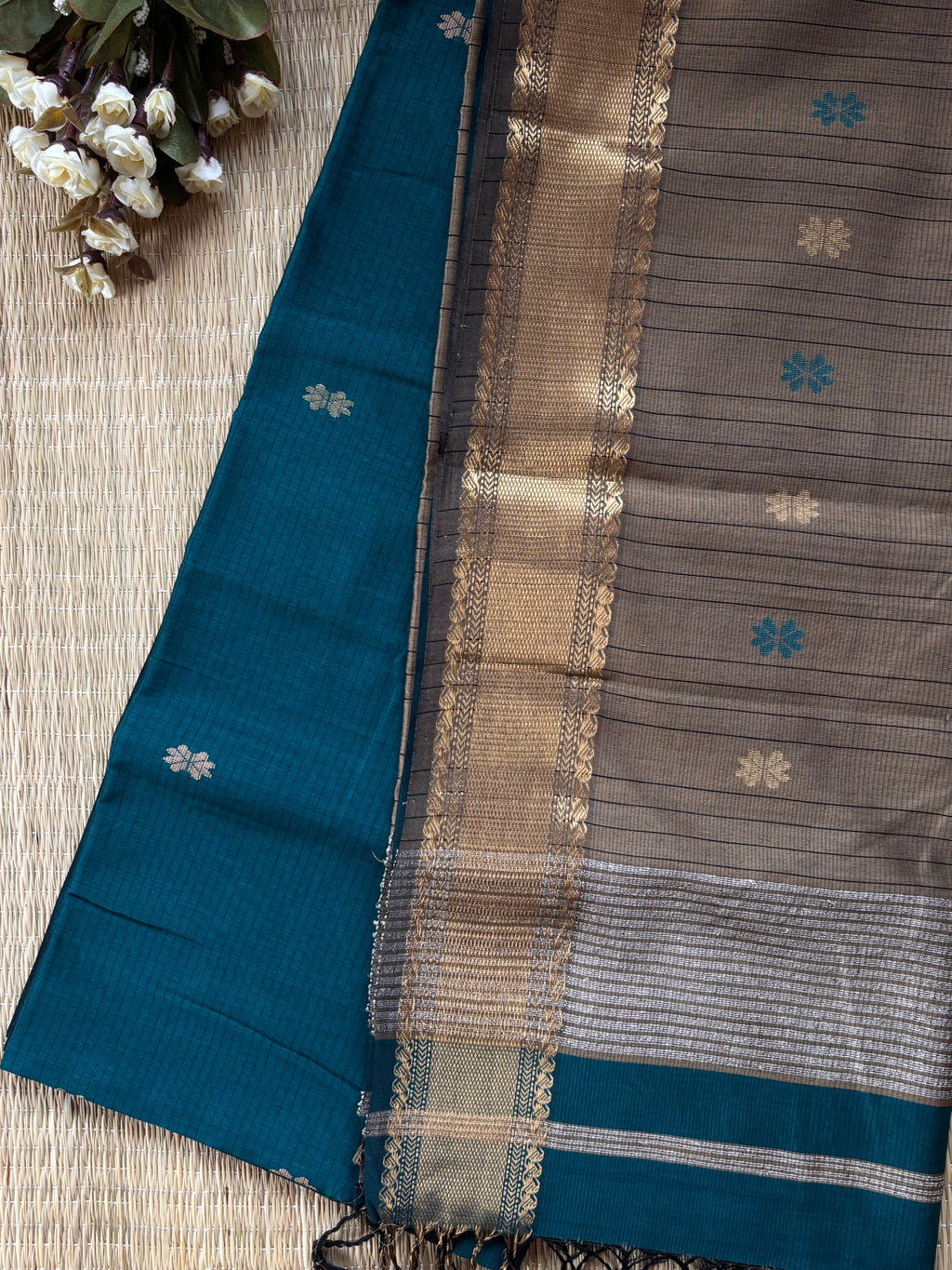 Rama Tussar Maheshwari Handloom Saree