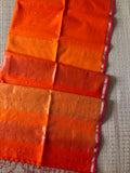 Kesar Orange Shaded Maheshwari Handwoven Saree with Gold Zari Border