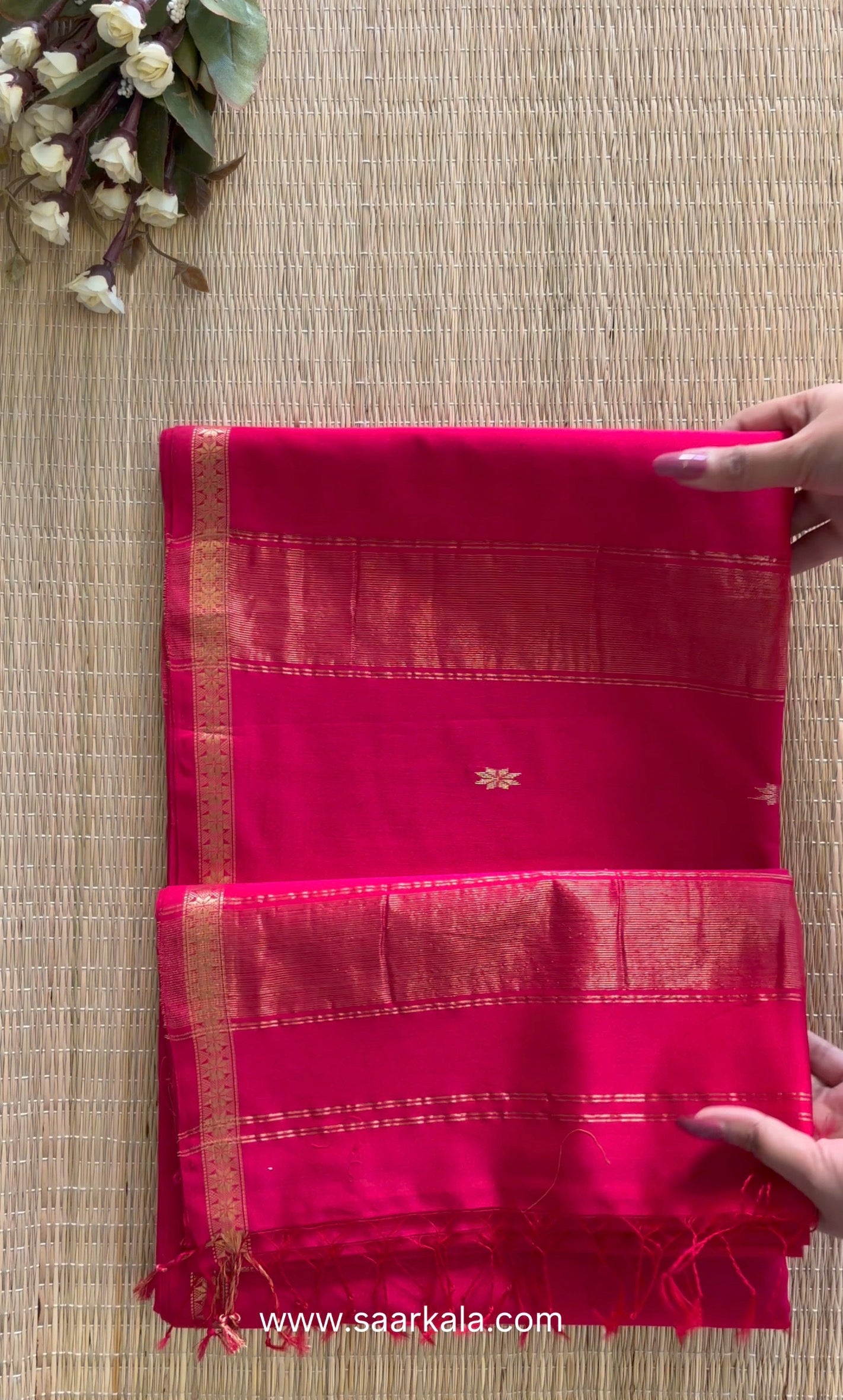 Chameli Self Pink Maheshwari Handloom Saree