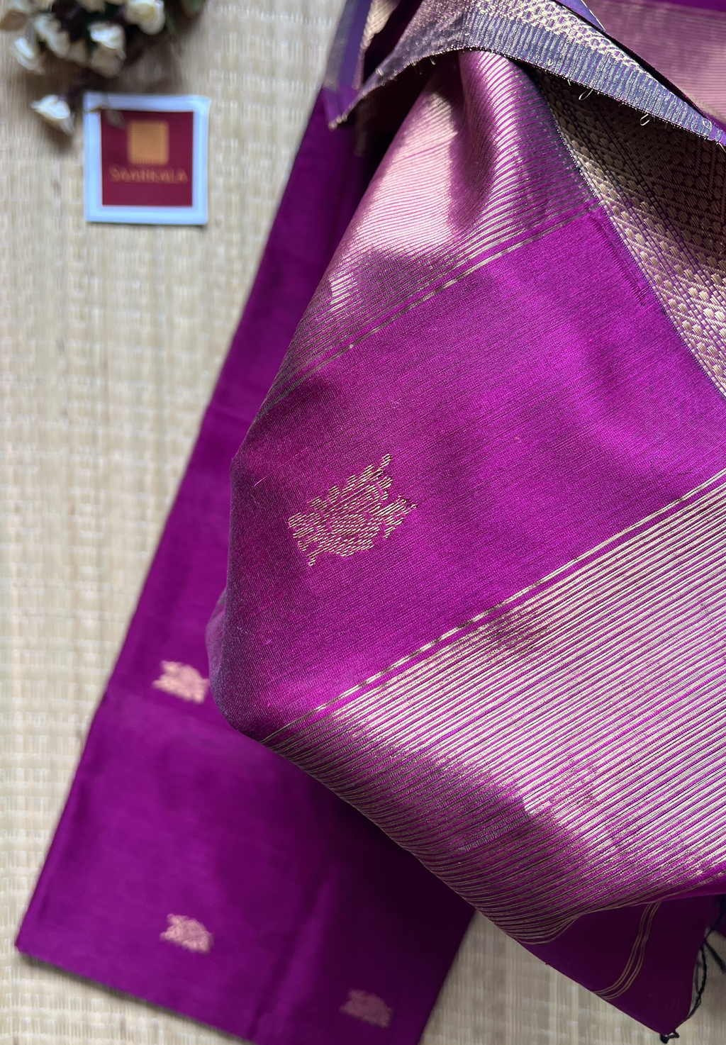Morni Magenta Pink Maheshwari Handloom Silk Cotton Saree