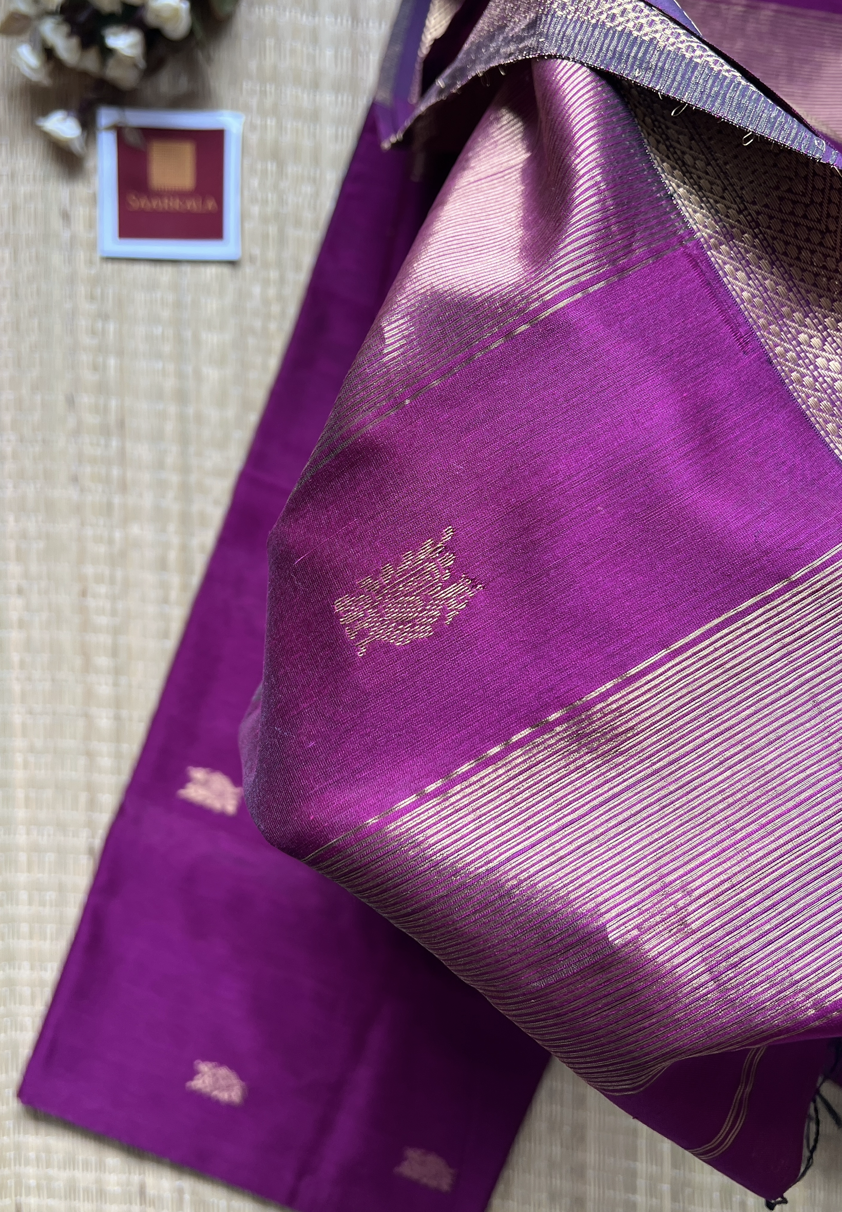 Morni Magenta Pink Maheshwari Handloom Silk Cotton Saree