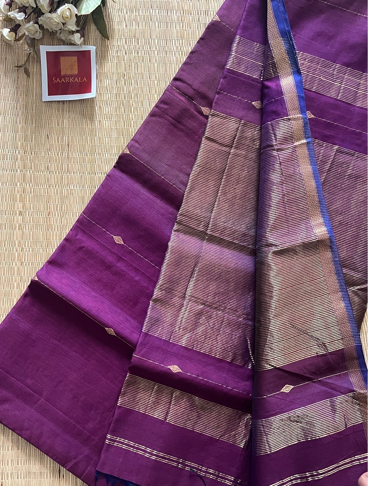 Kalyani Dual tone Purple Maheshwari Handloom Saree