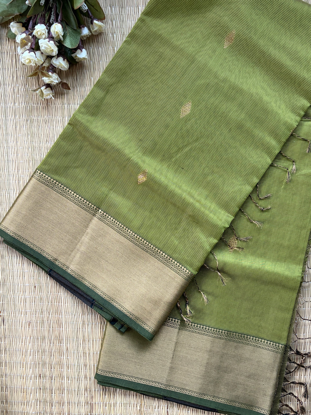 Emerald Green Tissue Silk Saree