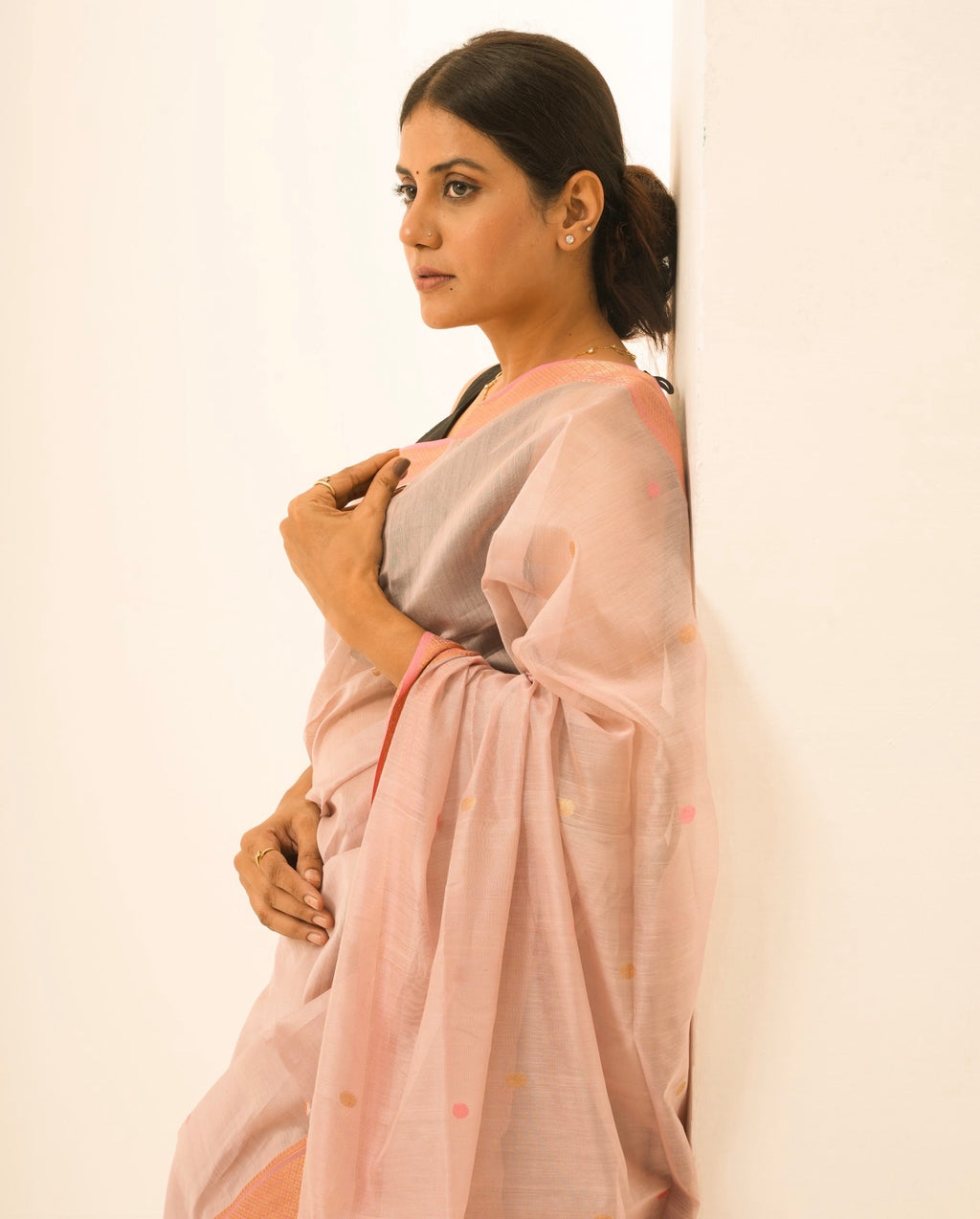 Sikka Pink Maheshwari Handloom Saree
