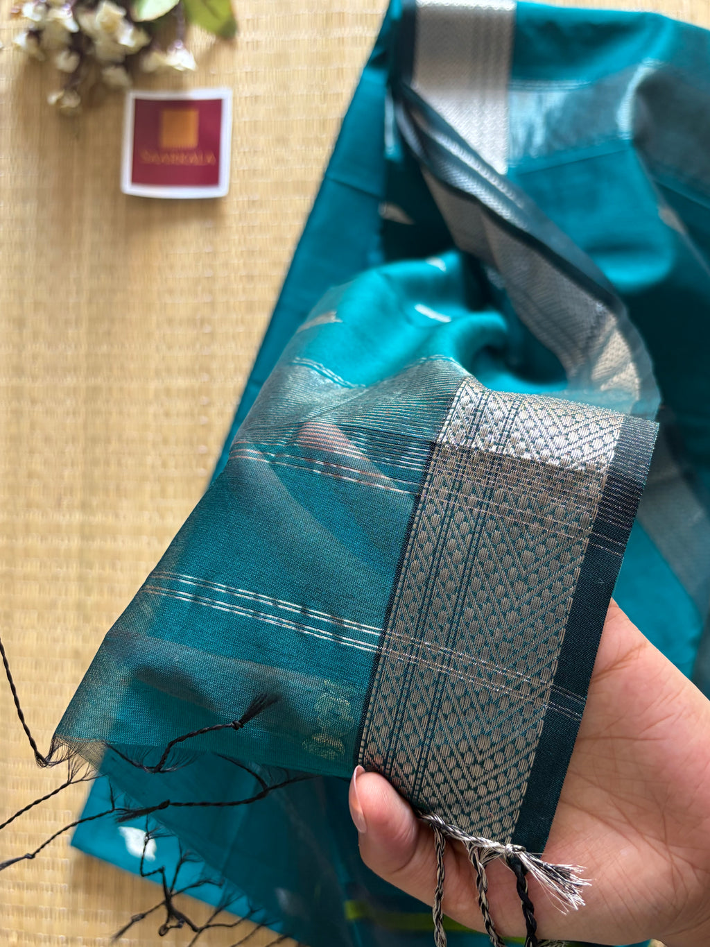 Patti Rama Green Maheshwari silk and cotton Saree