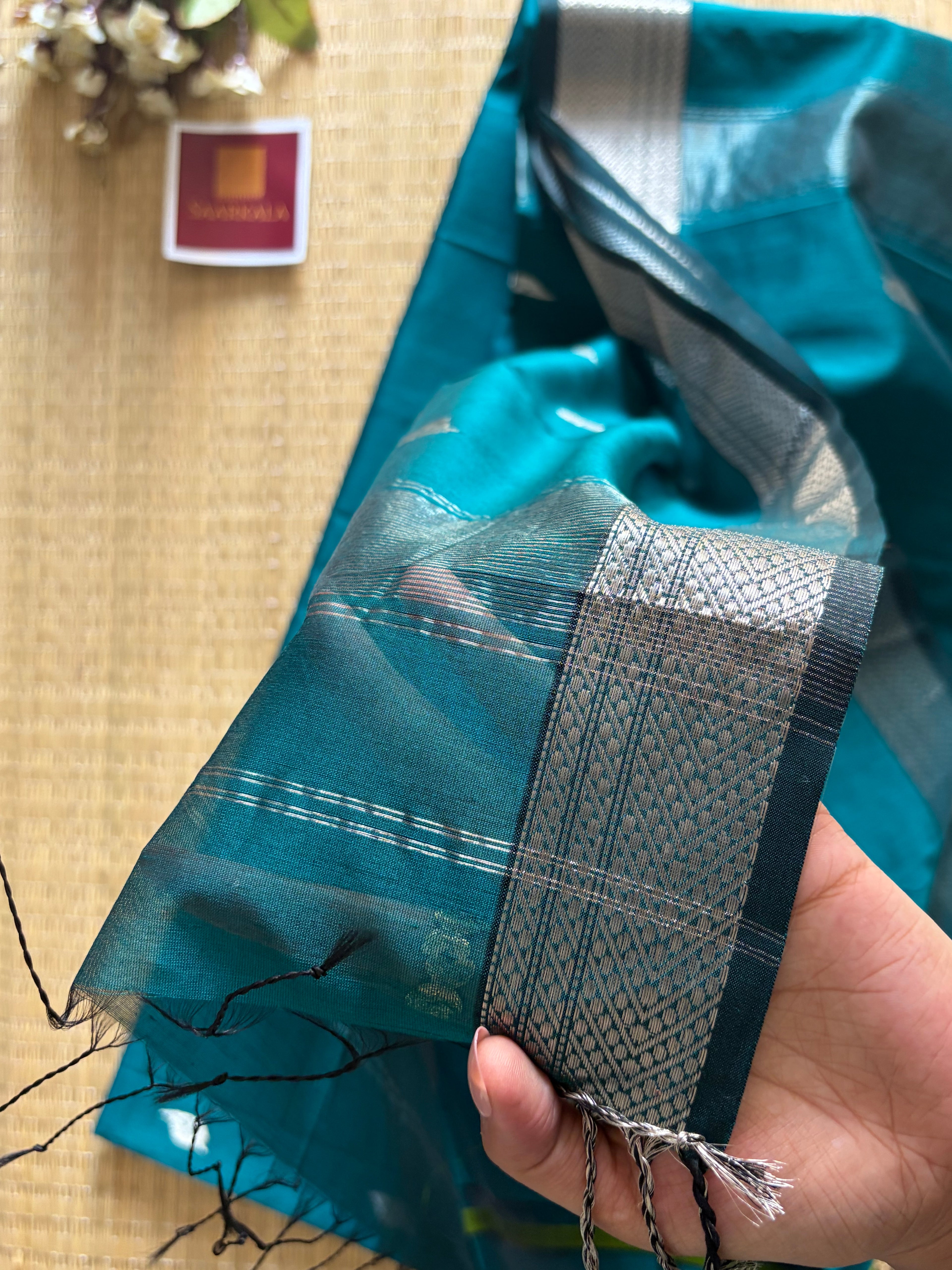 Patti Rama Green Maheshwari silk and cotton Saree