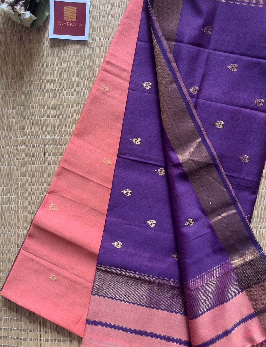 Heart Butti Gajri Maheshwari Handloom Silk Cotton Saree