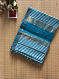 Gingham Rama Blue Maheshwari Handloom Saree