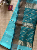 Asmani Blue Rama Maheshwari Handloom Saree