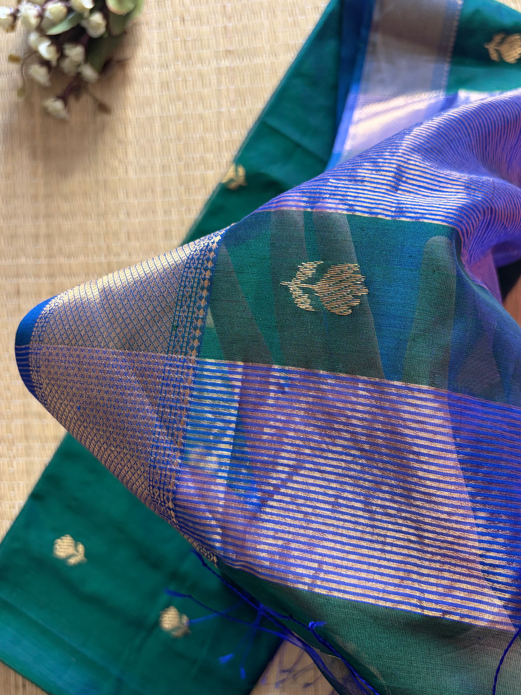 Morpankhi Lotus Maheshwari Handloom Saree