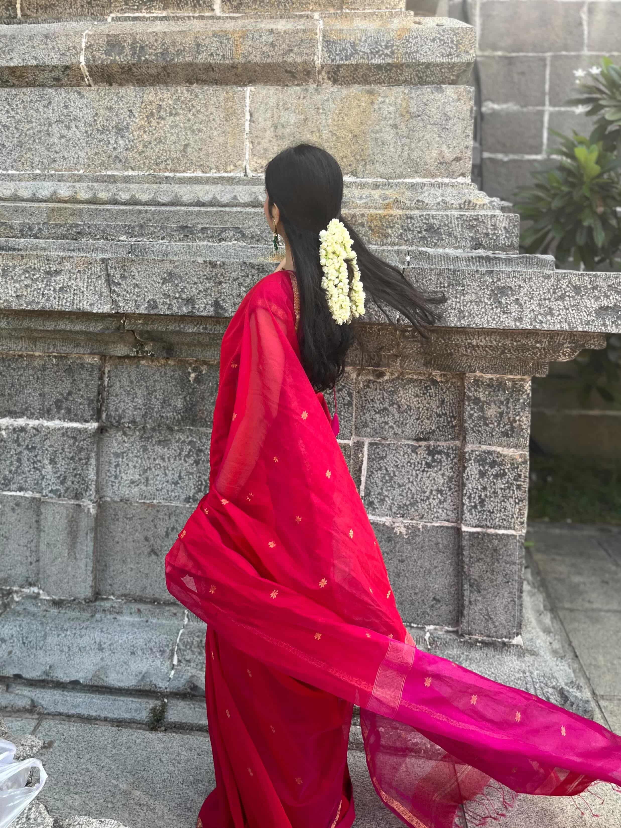 Harshini Gulabi Noor Maheshwari Handloom Saree