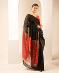 Chameli Black Red Maheshwari Handloom Saree