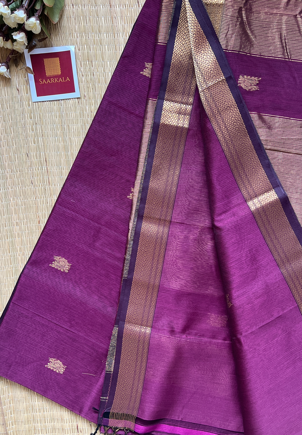 Morni Wine Maheshwari Handloom Silk Cotton Saree