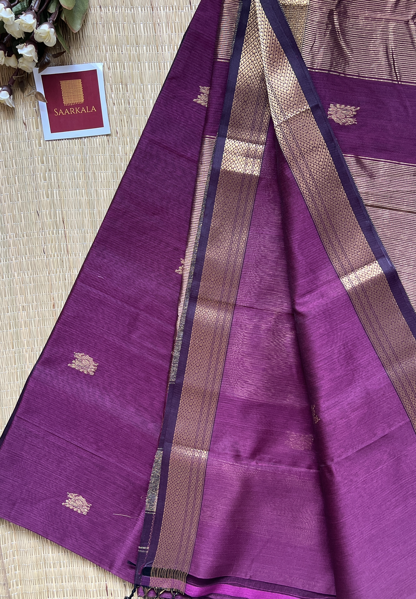 Morni Wine Maheshwari Handloom Silk Cotton Saree