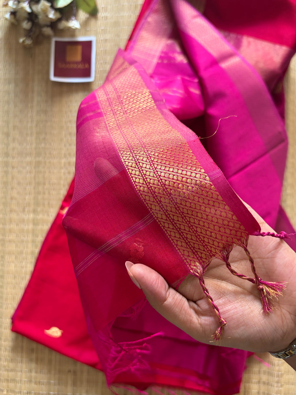 Patti Rani Pink Maheshwari silk and cotton Saree