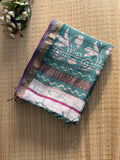 Natural Batik Print Blue Pink Maheshwari Handloom Saree