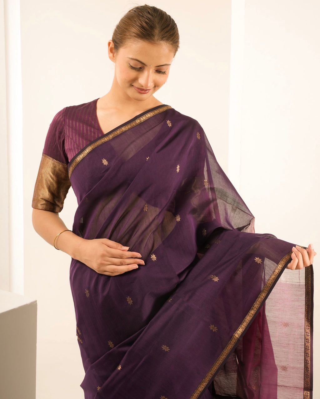 Chameli Purple Pink Maheshwari Handloom Saree