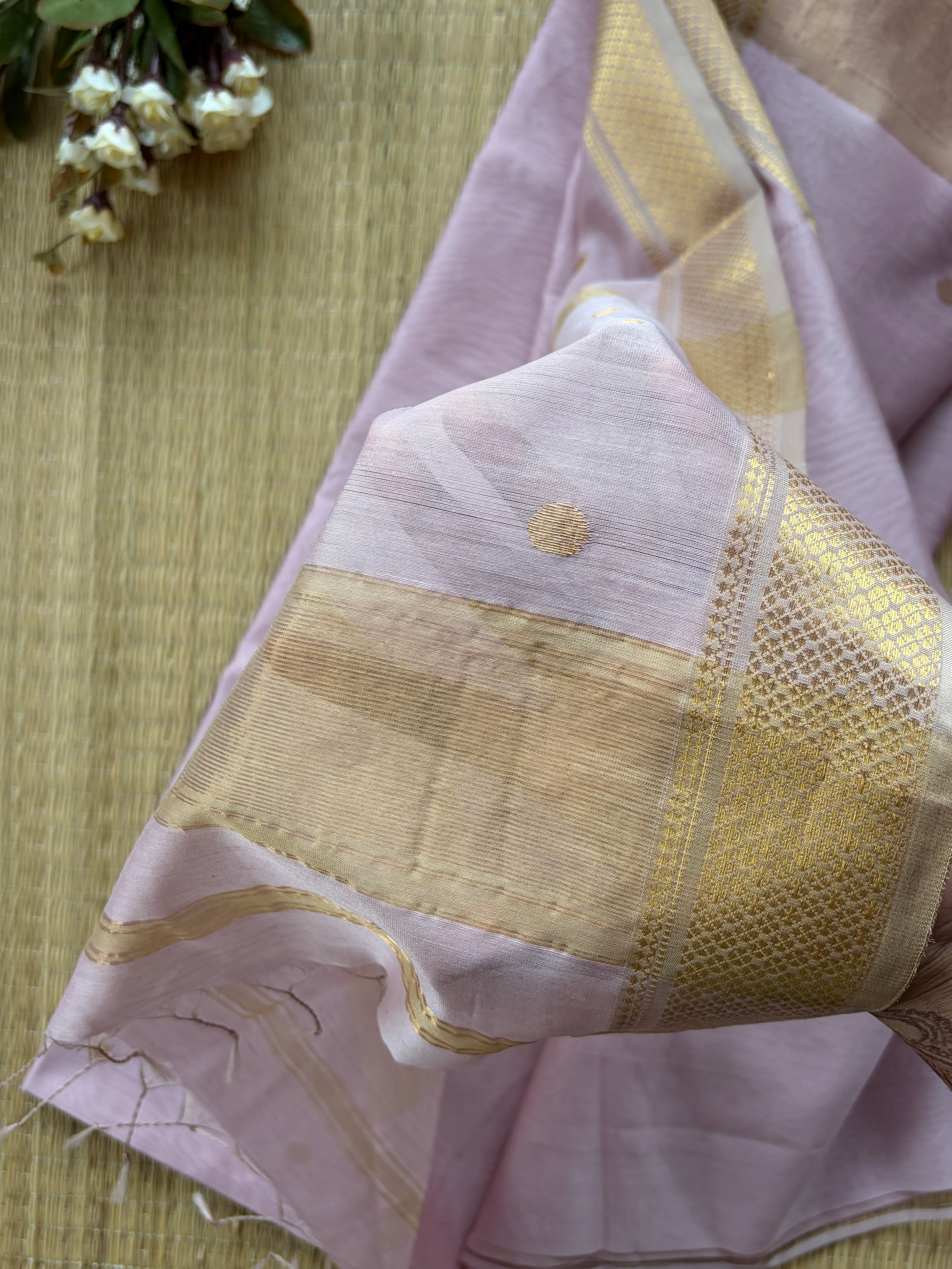 Sikka Lilac Maheshwari Handloom Saree