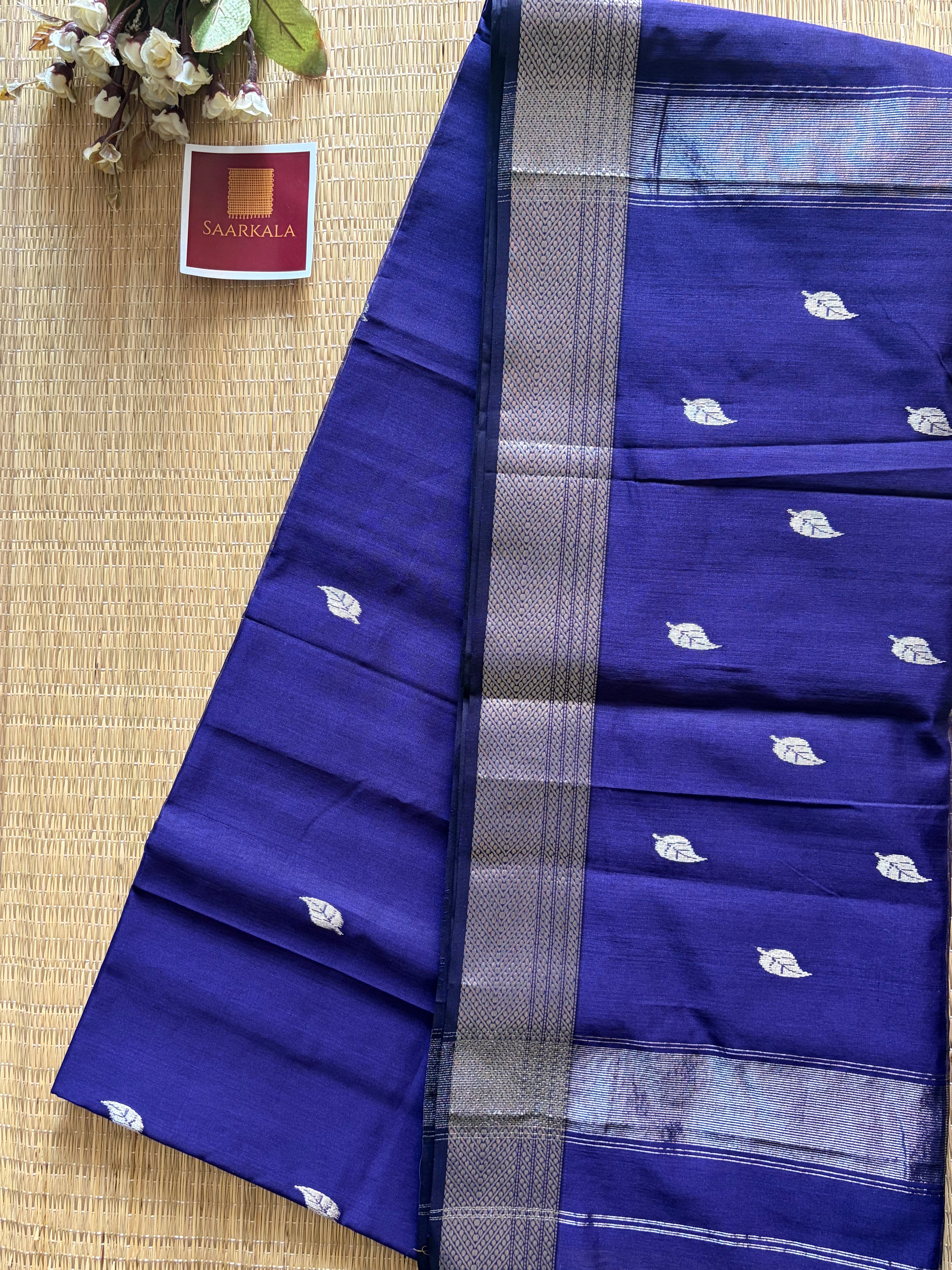 Patti Purple Maheshwari silk and cotton Saree