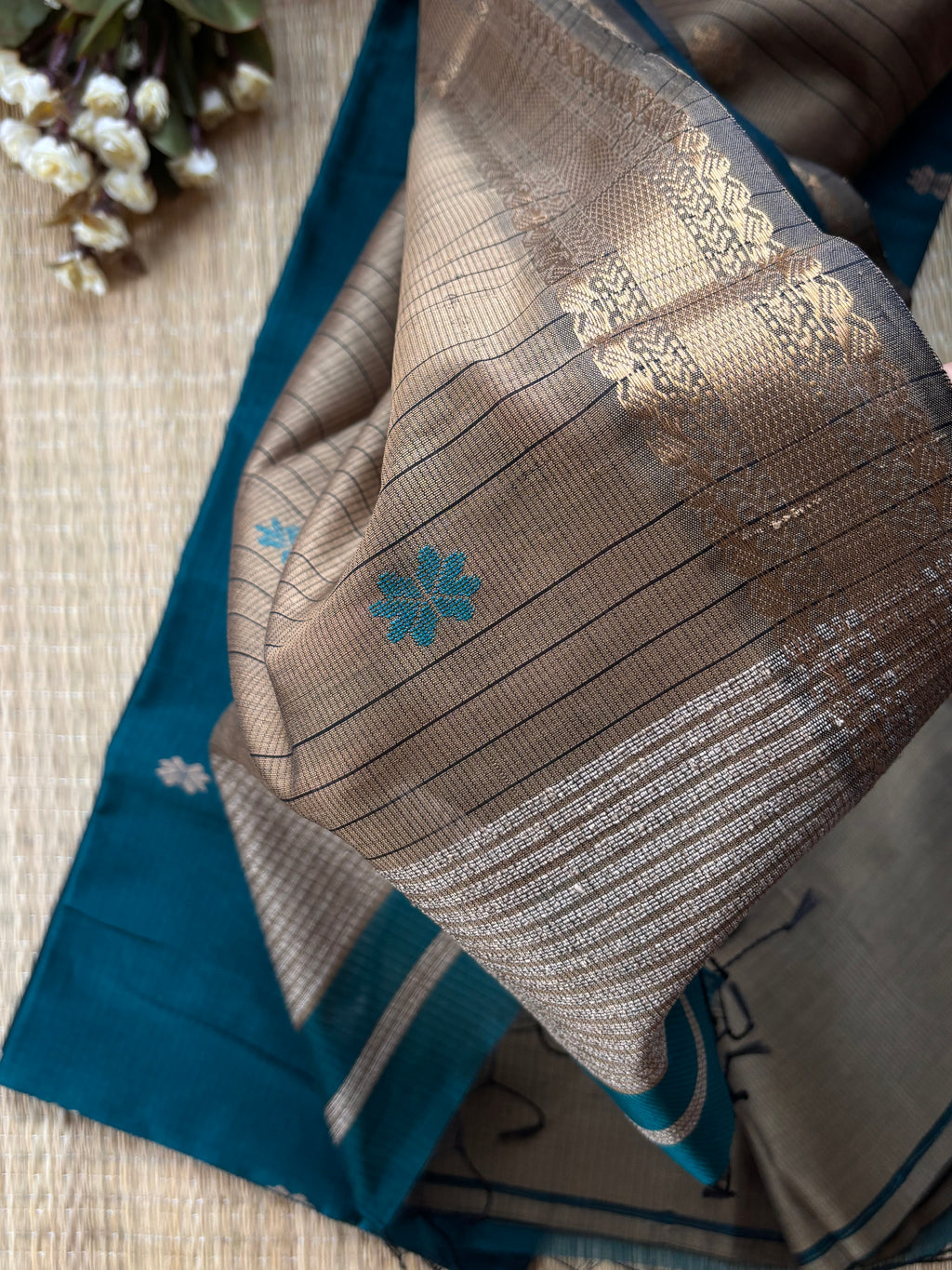 Rama Tussar Maheshwari Handloom Saree