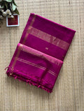Chameli Magenta Pink Maheshwari Handwoven Saree with Gold Zari Border