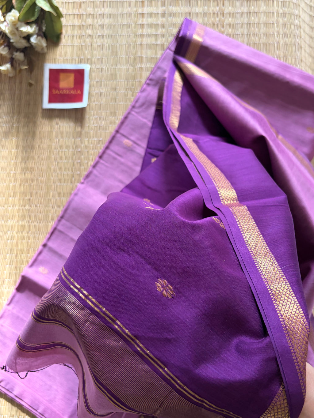 Malayi Lilac Light Purple Maheshwari Handwoven Saree