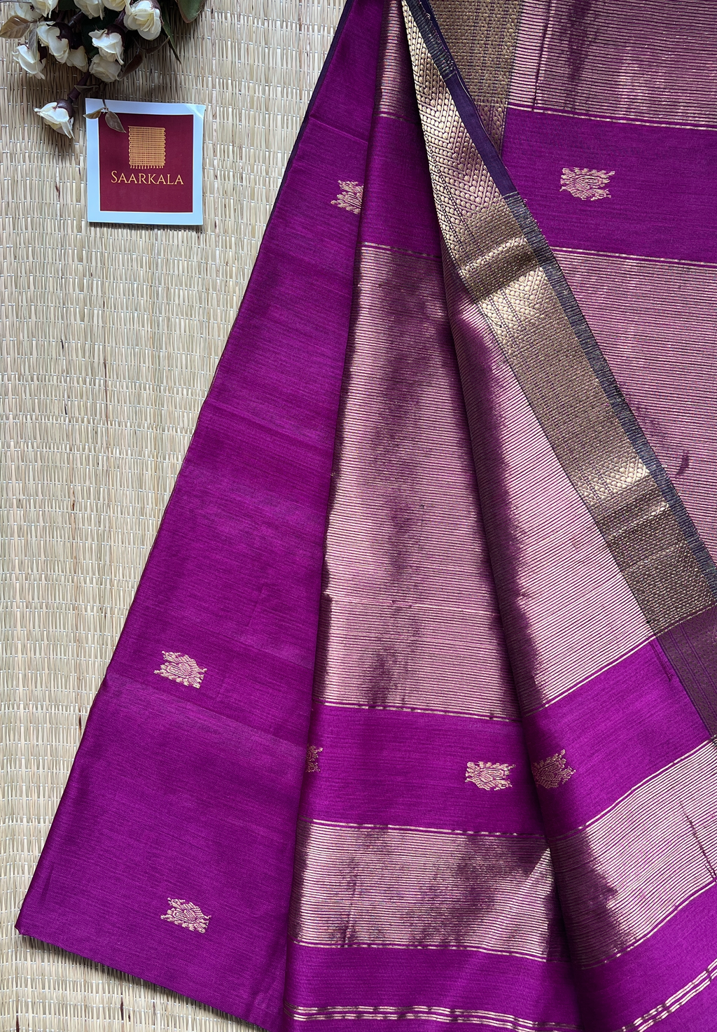 Morni Magenta Pink Maheshwari Handloom Silk Cotton Saree