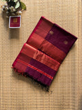 Chocoa Maroon Lotus Maheshwari silk and cotton Saree