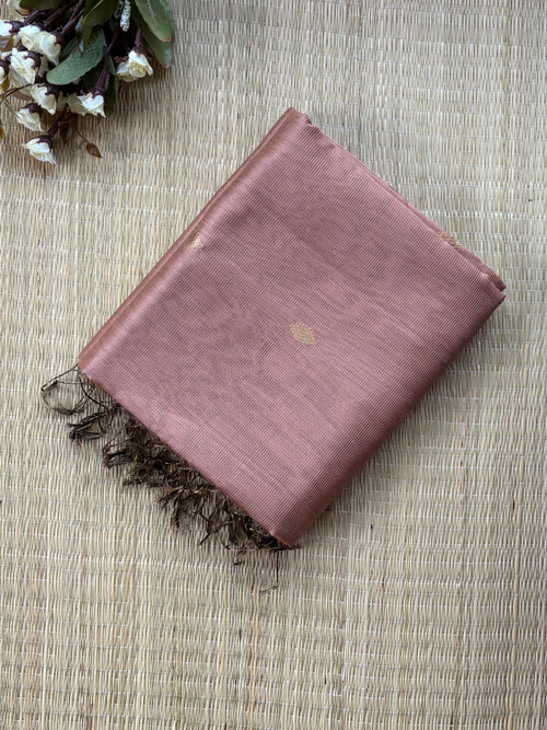 Blush Pink Tissue Silk Maheshwari Handloom Saree