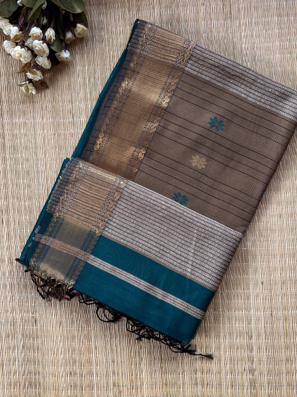 Rama Tussar Maheshwari Handloom Saree