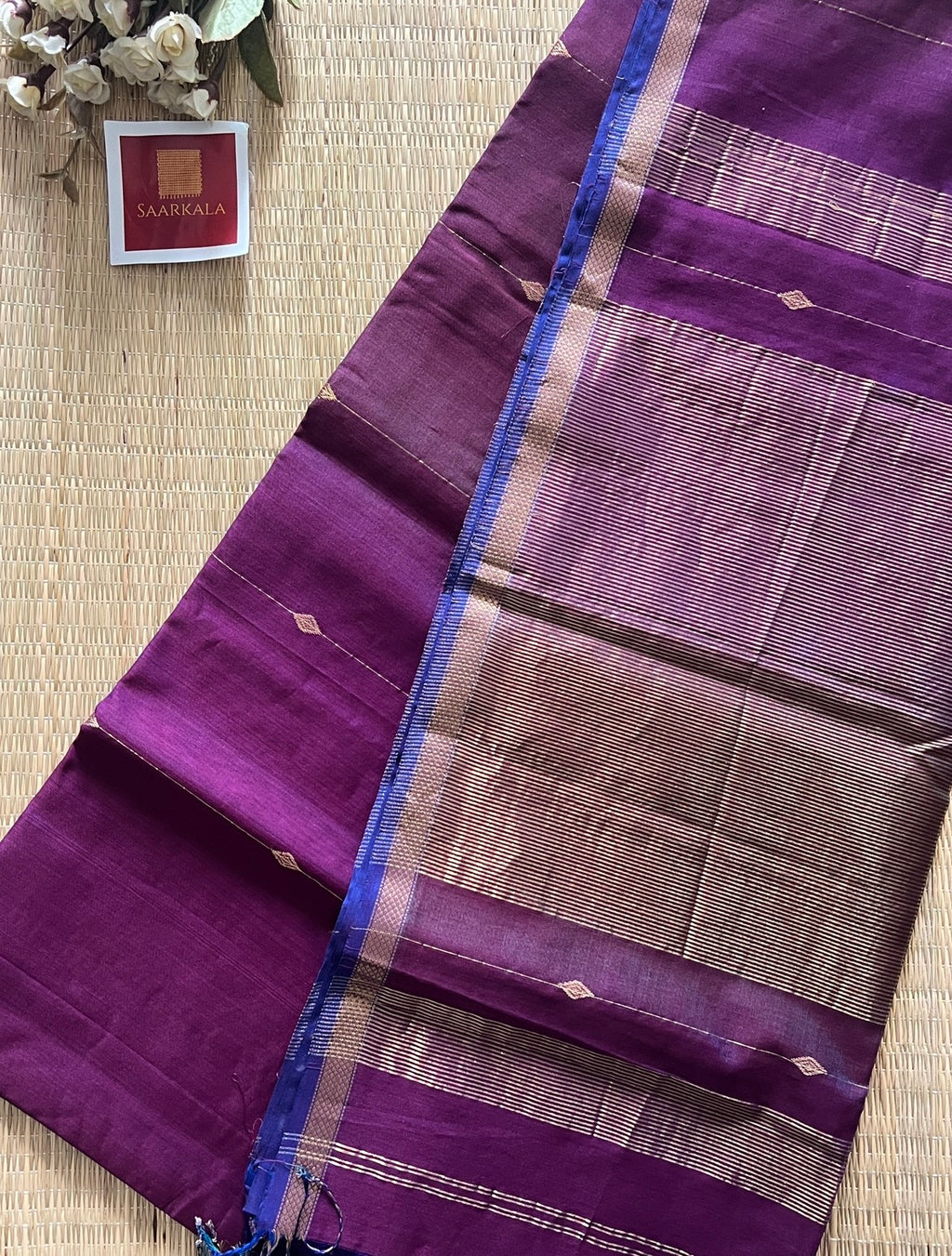 Kalyani Dual tone Purple Maheshwari Handloom Saree