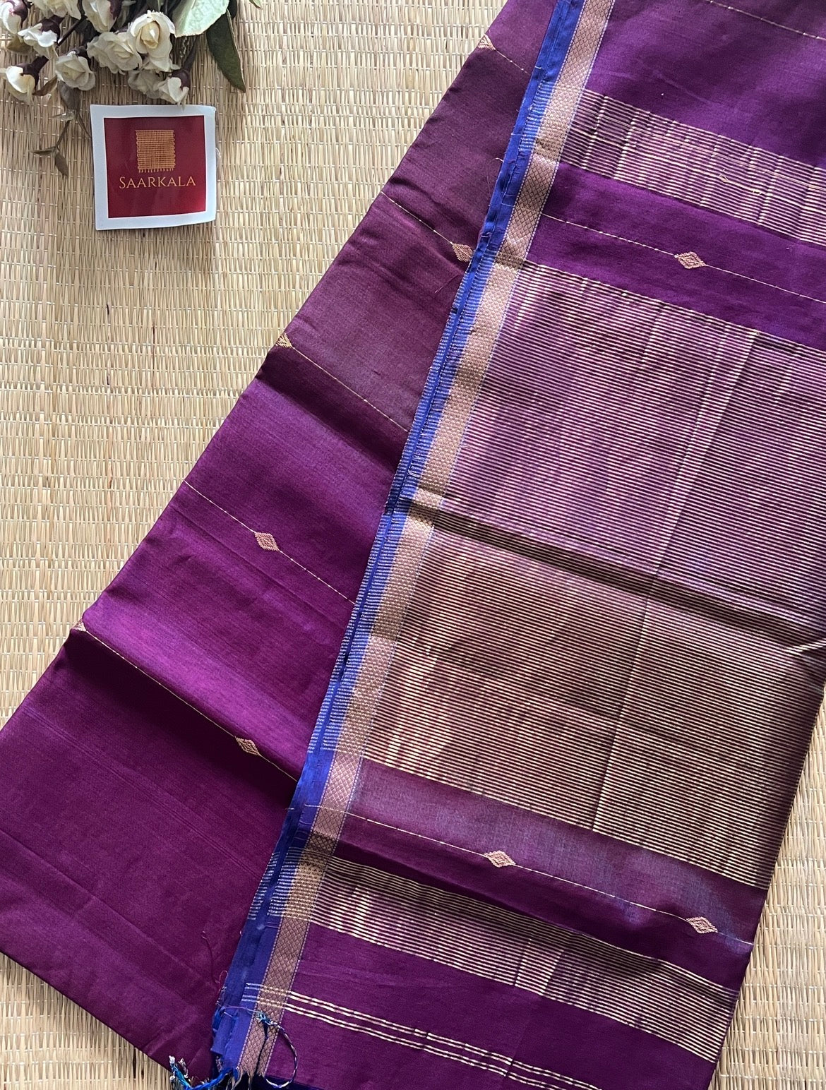 Kalyani Dual tone Purple Maheshwari Handloom Saree