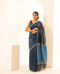 Arrow Purple Blue Maheshwari Handloom Saree