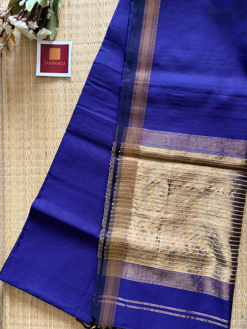 Blue kosa Maheshwari silk by cotton handloom saree