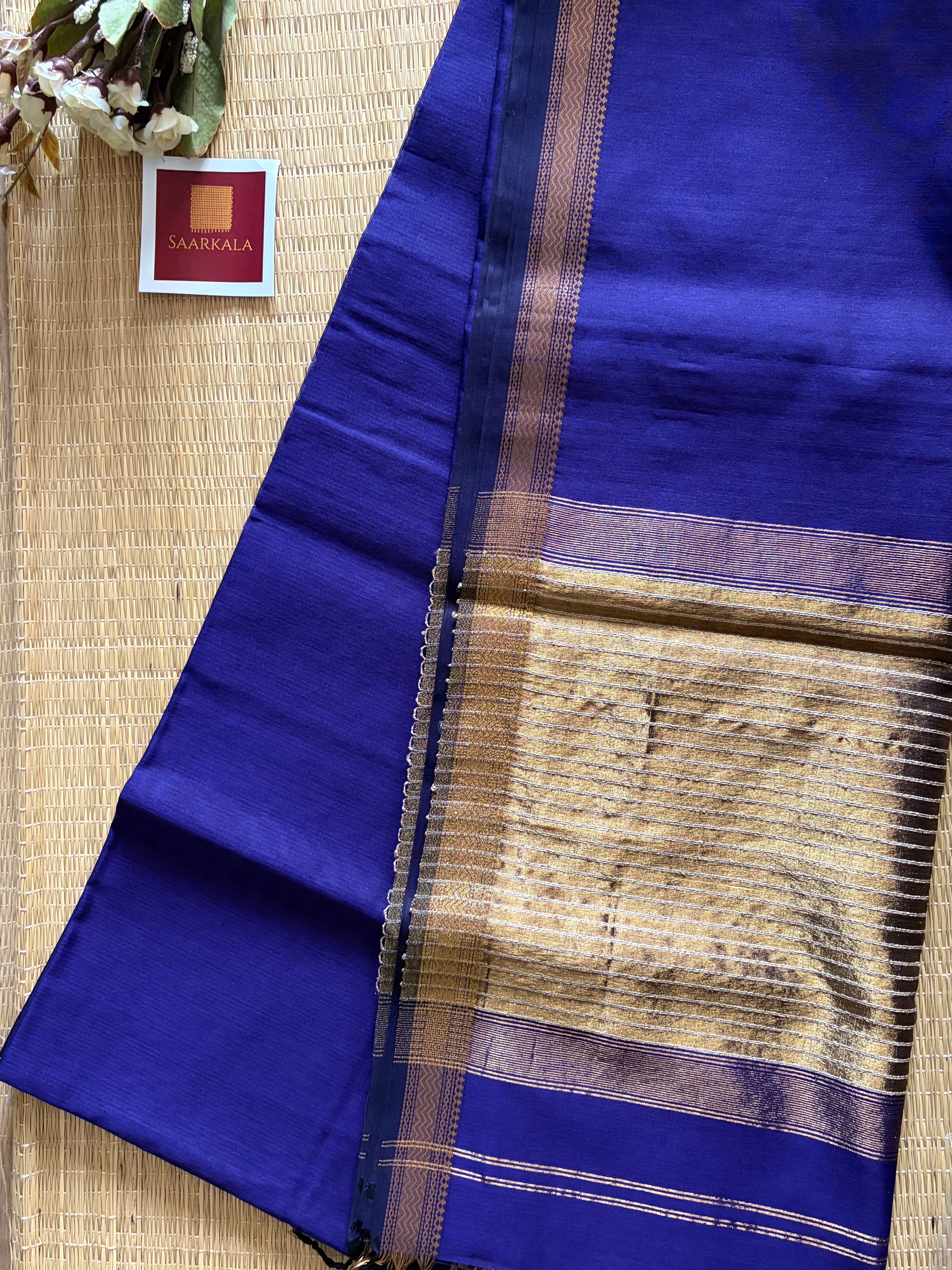 Blue kosa Maheshwari silk by cotton handloom saree