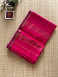 Magenta Kinari Self Pink Chameli Maheshwari Handloom Silk Cotton Saree