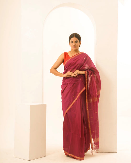 Arrow Pink Maheshwari Handloom Saree
