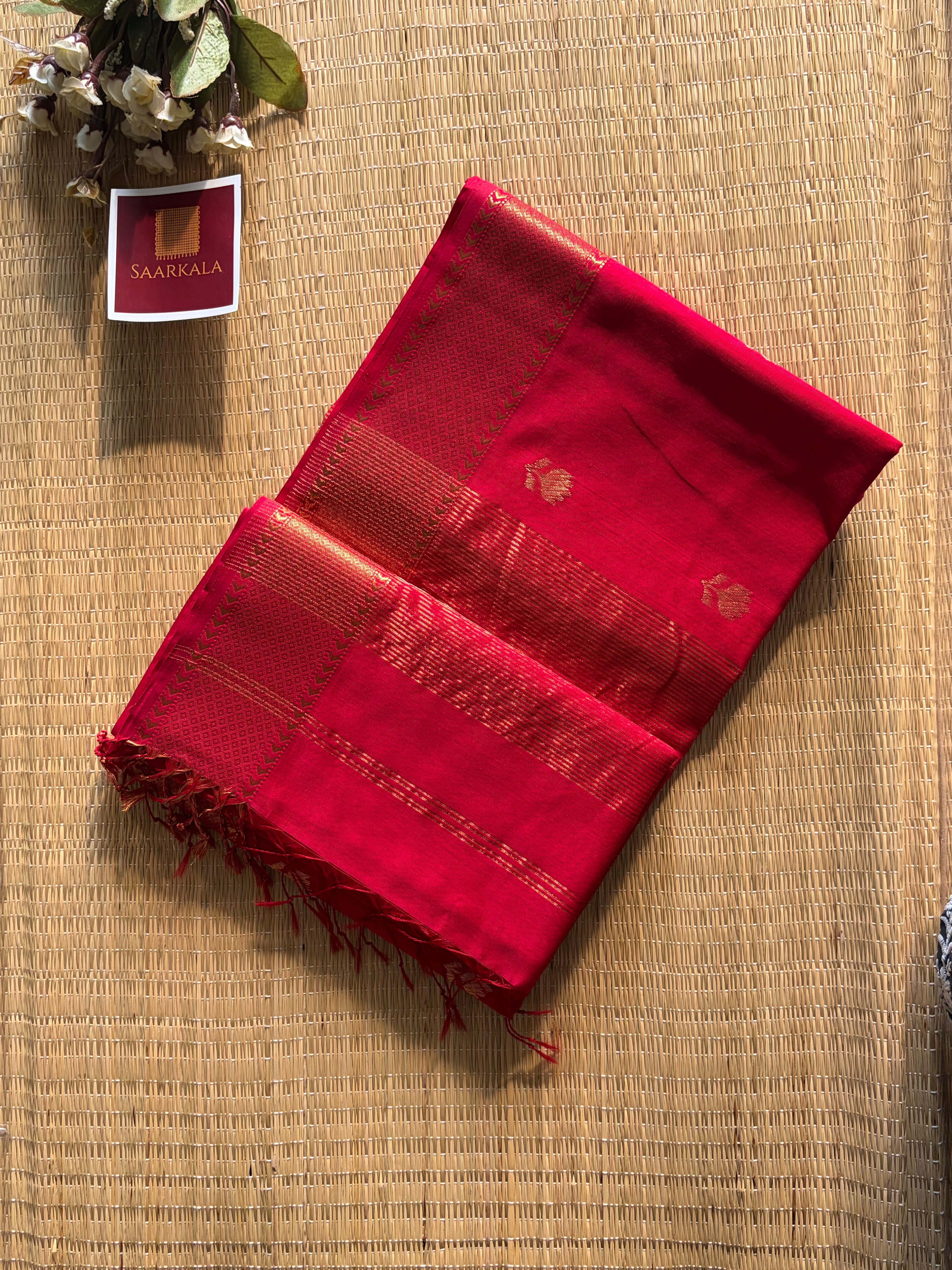 Rani Pink Lotus Maheshwari silk and cotton Saree