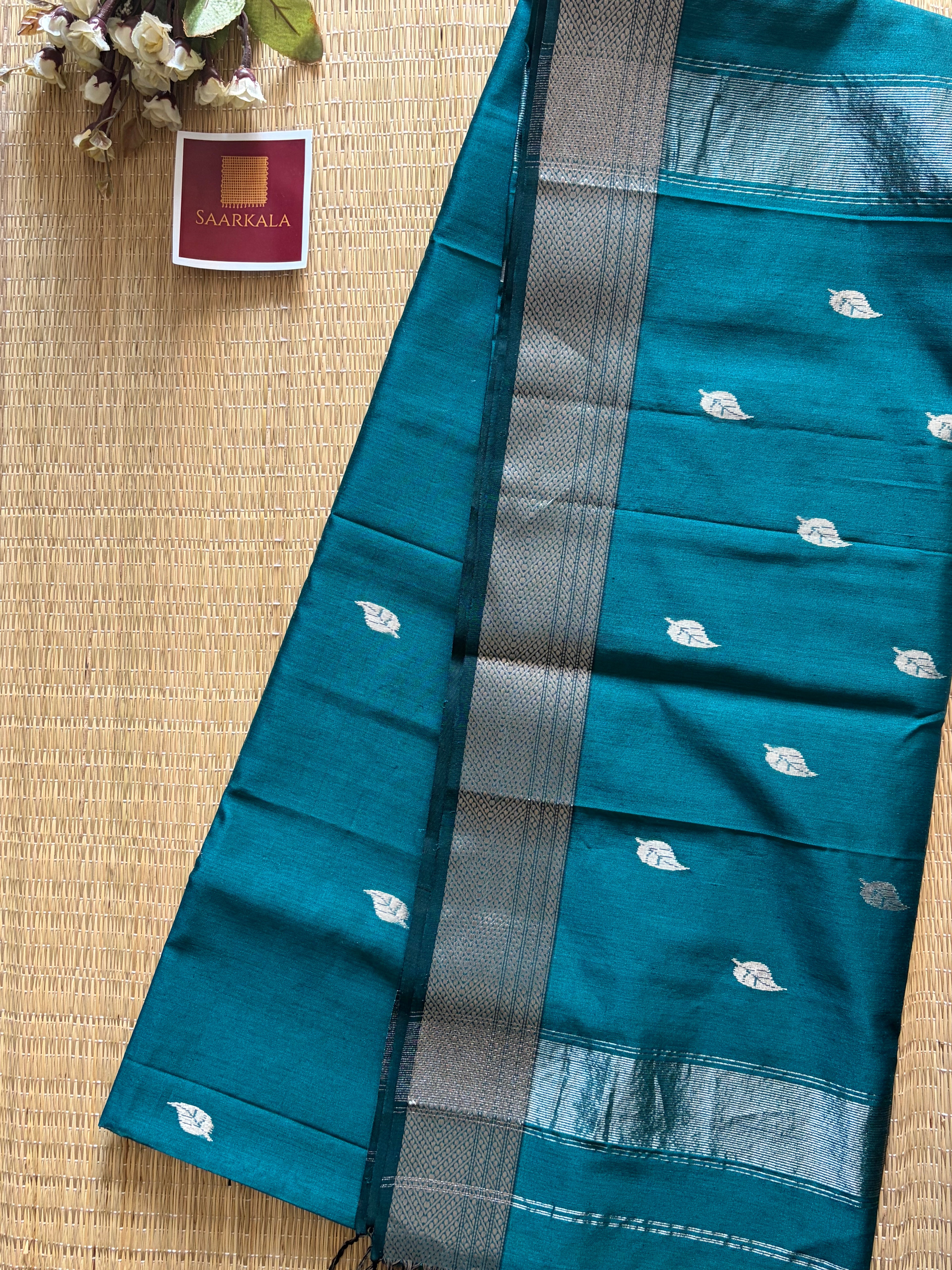 Patti Rama Green Maheshwari silk and cotton Saree