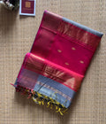 Diamond Aasmani Grey Maheshwari Handloom Saree