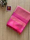 Baby Pink Dual tone Shaded Maheshwari Handloom Silk Cotton Saree