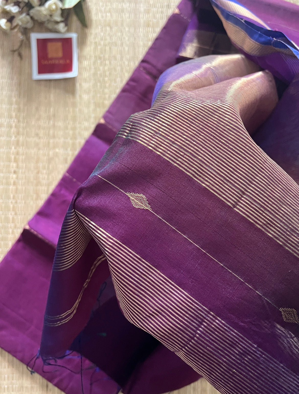 Kalyani Dual tone Purple Maheshwari Handloom Saree