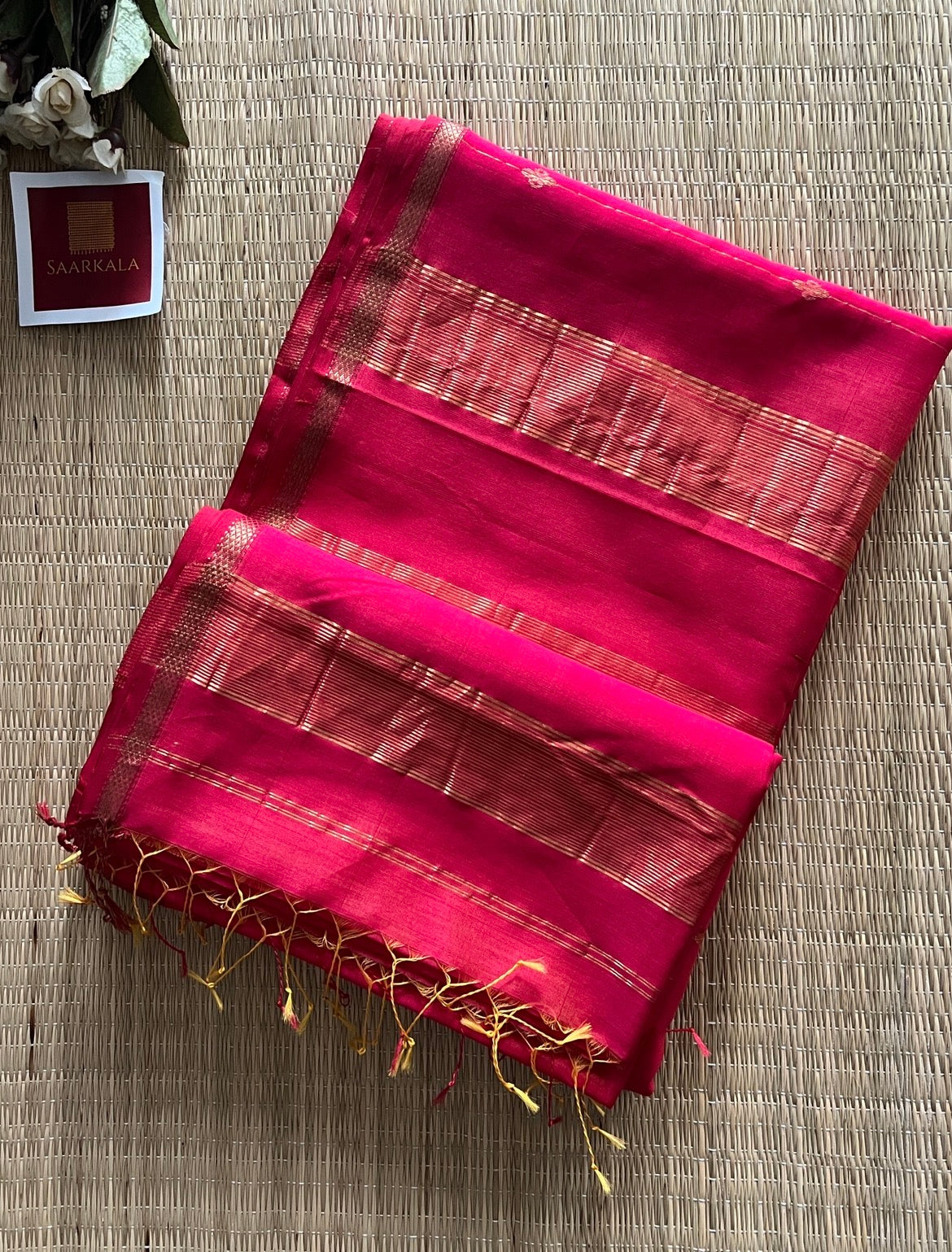 Noori Pink Shaded Maheshwari Silk & Cotton Pure Handloom Saree