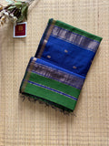 Savan Green & Blue Chameli Maheshwari Handloom Silk Cotton Saree