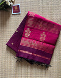 Floral Buta Deep Wine and Magenta Maheshwari Handloom Saree