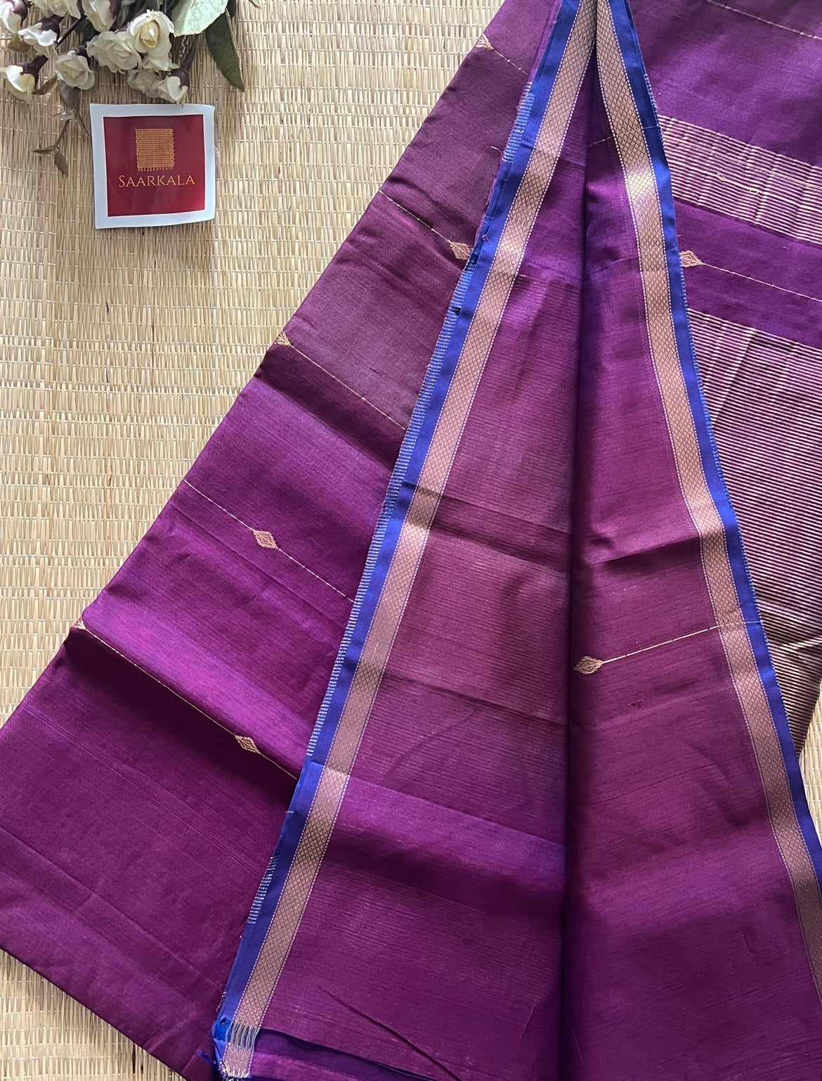 Kalyani Dual tone Purple Maheshwari Handloom Saree